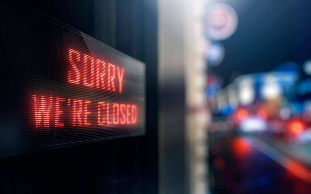 Sorry, we're closed sign