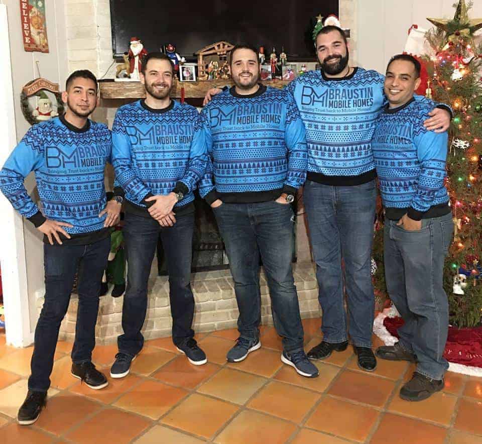 Braustin Employees in ugly Christmas sweaters