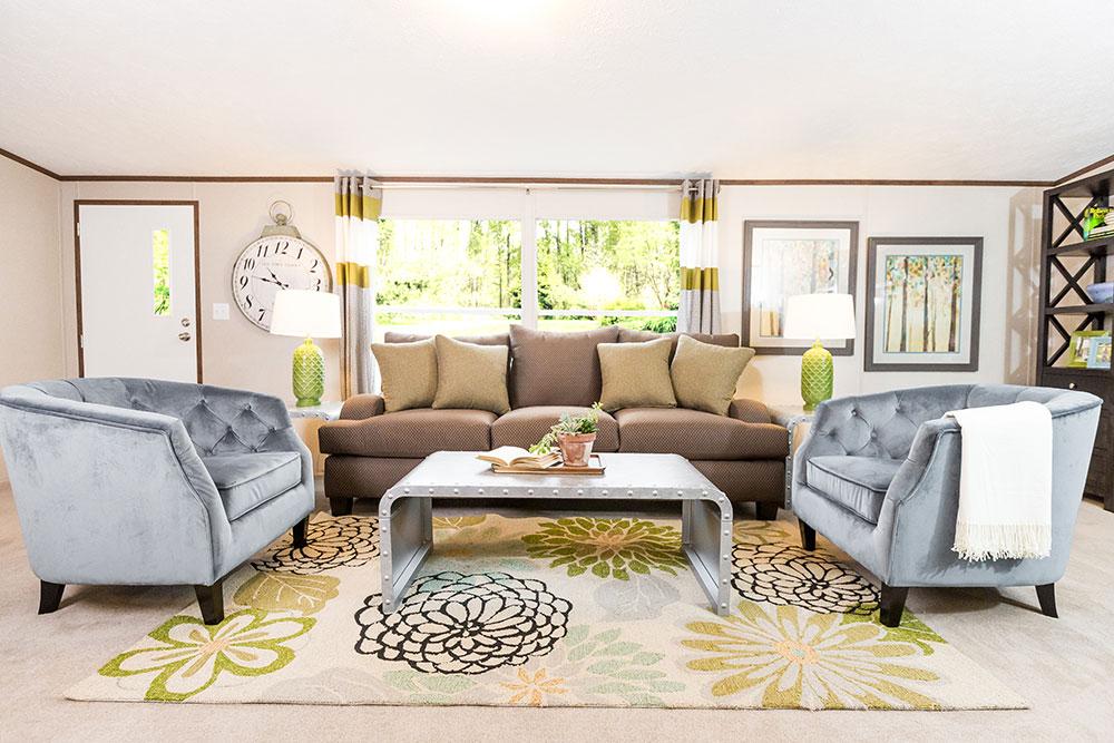 Tru Homes Thrill model mobile home living room