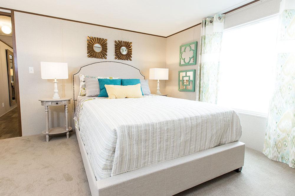 Tru Home Delight model mobile home primary bedroom