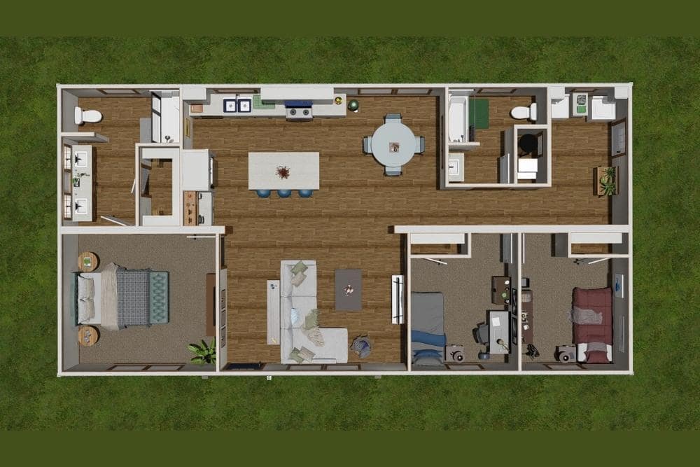 Clayton NXT Double Wide Mobile Home Wilder Floor Plan Dollhouse View